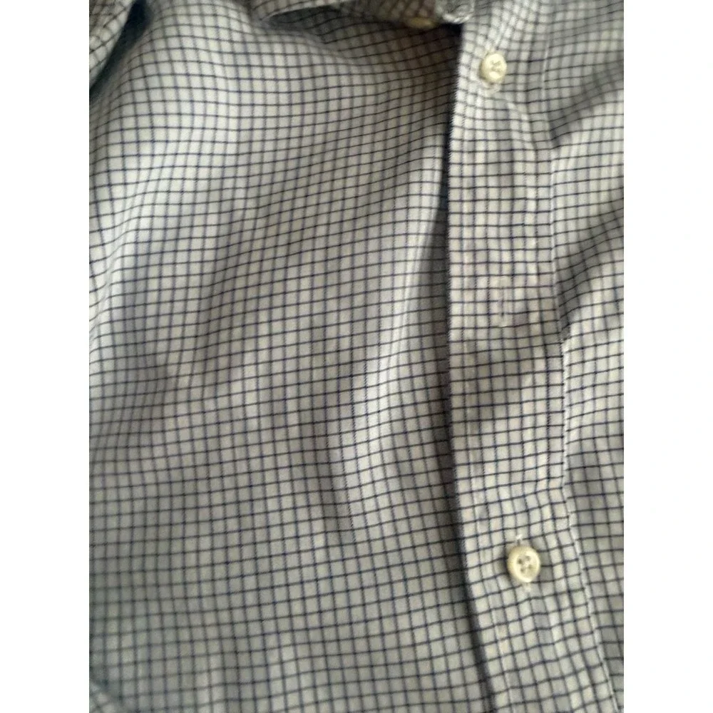Polo‎ Ralph Lauren Philip Mens 16.5 32/33 Blue White Graph Check Cotton Shirt